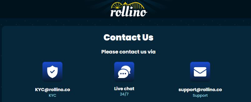 Contact Rollino support team via live chat or email