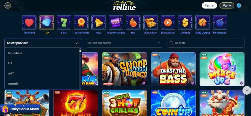 Search for your favourite slot games to play